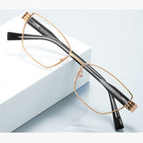 Techsuit Anti-Blue Light Glasses Reflex PC (3162), pentru Women, Rectangle, Metal Frame, AC Lens, Auriu