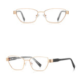 Techsuit Anti-Blue Light Glasses Reflex PC (3162), pentru Women, Rectangle, Metal Frame, AC Lens, Auriu