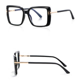 Techsuit Anti-Blue Light Glasses Reflex PC (2270), pentru Women, Oversized, TR90&PC Frame, AC Lens, Negru