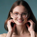 Techsuit Anti-Blue Light Glasses Reflex PC (2265), pentru Women, Butterfly, TR90&Metal Frame, AC Lens, Black/Auriu