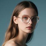 Techsuit Anti-Blue Light Glasses Reflex PC (2265), pentru Women, Butterfly, TR90&Metal Frame, AC Lens, Black/Auriu