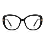 Techsuit Anti-Blue Light Glasses Reflex PC (2265), pentru Women, Butterfly, TR90&Metal Frame, AC Lens, Black/Auriu