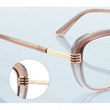 Techsuit Anti-Blue Light Glasses Reflex PC (2265), pentru Women, Butterfly, TR90&Metal Frame, AC Lens, Transparent/Maro