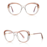 Techsuit Anti-Blue Light Glasses Reflex PC (2265), pentru Women, Butterfly, TR90&Metal Frame, AC Lens, Transparent/Maro