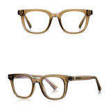 Techsuit Anti-Blue Light Glasses Reflex PC (2229), pentru Men, Round, TR90&Metal Frame, AC Lens, Transparent/Maro