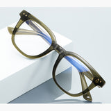 Techsuit Anti-Blue Light Glasses Reflex PC (2229), pentru Men, Round, TR90&Metal Frame, AC Lens, Transparent/Gri