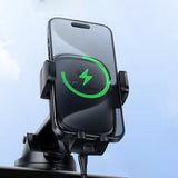 Suport auto Acefast cu Incarcare Wireless (D49), pentru Bord/Parbriz, Prindere magnetica, Clip blocare, 15W, pentru 4.7-6.9 Telefoane, negru
