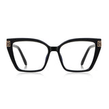 Techsuit Anti-Blue Light Glasses Reflex PC (2260), pentru Women, Oversize, TR90&Metal Frame, AC Lens, Black/Auriu