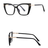 Techsuit Anti-Blue Light Glasses Reflex PC (2260), pentru Women, Oversize, TR90&Metal Frame, AC Lens, Black/Auriu