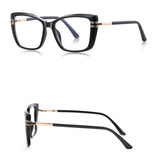 Techsuit Anti-Blue Light Glasses Reflex PC (2273), pentru Women, Oversized, TR90&Metal Frame, AC Lens, Negru