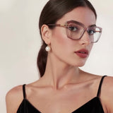 Techsuit Anti-Blue Light Glasses Reflex PC (2273), pentru Women, Oversized, TR90&Metal Frame, AC Lens, Negru