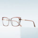 Techsuit Anti-Blue Light Glasses Reflex PC (2273), pentru Women, Oversized, TR90&Metal Frame, AC Lens, Transparent/Maro