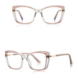 Techsuit Anti-Blue Light Glasses Reflex PC (2273), pentru Women, Oversized, TR90&Metal Frame, AC Lens, Transparent/Maro