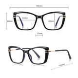 Techsuit Anti-Blue Light Glasses Reflex PC (2273), pentru Women, Oversized, TR90&Metal Frame, AC Lens, Transparent/Maro