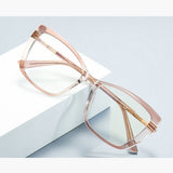 Techsuit Anti-Blue Light Glasses Reflex PC (2273), pentru Women, Oversized, TR90&Metal Frame, AC Lens, Transparent/Leopard