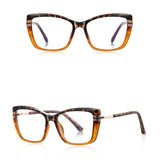 Techsuit Anti-Blue Light Glasses Reflex PC (2273), pentru Women, Oversized, TR90&Metal Frame, AC Lens, Transparent/Leopard
