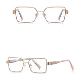 Techsuit Anti-Blue Light Glasses Reflex PC (3160), pentru Women, Rectangle, Metal Frame, AC Lens, Rose Auriu