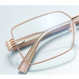 Techsuit Anti-Blue Light Glasses Reflex PC (3160), pentru Women, Rectangle, Metal Frame, AC Lens, Rose Auriu