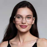 Techsuit Anti-Blue Light Glasses Reflex PC (3160), pentru Women, Rectangle, Metal Frame, AC Lens, Rose Auriu