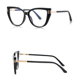 Techsuit Anti-Blue Light Glasses Reflex PC (2259), pentru Women, Oversized, TR90&Metal Frame, AC Lens, Negru