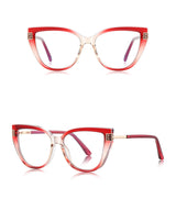 Techsuit Anti-Blue Light Glasses Reflex PC (2259), pentru Women, Oversized, TR90&Metal Frame, AC Lens, Transparent/Rosu