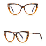 Techsuit Anti-Blue Light Glasses Reflex PC (2259), pentru Women, Oversized, TR90&Metal Frame, AC Lens, Transparent/Leopard