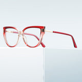 Techsuit Anti-Blue Light Glasses Reflex PC (2259), pentru Women, Oversized, TR90&Metal Frame, AC Lens, Transparent/Warm Rose