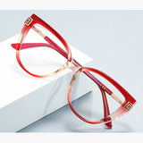 Techsuit Anti-Blue Light Glasses Reflex PC (2259), pentru Women, Oversized, TR90&Metal Frame, AC Lens, Transparent/Warm Rose