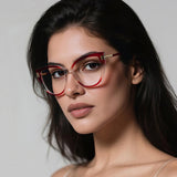 Techsuit Anti-Blue Light Glasses Reflex PC (2259), pentru Women, Oversized, TR90&Metal Frame, AC Lens, Transparent/Warm Rose