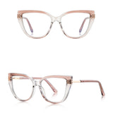 Techsuit Anti-Blue Light Glasses Reflex PC (2259), pentru Women, Oversized, TR90&Metal Frame, AC Lens, Transparent/Warm Rose