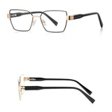 Techsuit Anti-Blue Light Glasses Reflex PC (3169), pentru Women, Hexagonal, Metal Frame, AC Lens, Negru