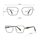 Techsuit Anti-Blue Light Glasses Reflex PC (3169), pentru Women, Hexagonal, Metal Frame, AC Lens, Negru