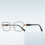 Techsuit Anti-Blue Light Glasses Reflex PC (3169), pentru Women, Hexagonal, Metal Frame, AC Lens, Brown/Leopard