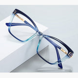 Techsuit Anti-Blue Light Glasses Reflex PC (2262), pentru Women, Rectangle, TR90&Metal Frame, AC Lens, Negru