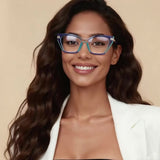 Techsuit Anti-Blue Light Glasses Reflex PC (2262), pentru Women, Rectangle, TR90&Metal Frame, AC Lens, Negru