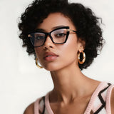 Techsuit Anti-Blue Light Glasses Reflex PC (2269), pentru Women, Oversized, TR90&Metal Frame, AC Lens, Negru