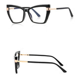 Techsuit Anti-Blue Light Glasses Reflex PC (2269), pentru Women, Oversized, TR90&Metal Frame, AC Lens, Negru
