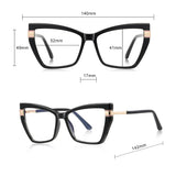 Techsuit Anti-Blue Light Glasses Reflex PC (2269), pentru Women, Oversized, TR90&Metal Frame, AC Lens, Negru