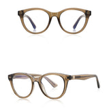 Techsuit Anti-Blue Light Glasses Reflex PC (2231), pentru Men, Round, TR90&Metal Frame, AC Lens, Transparent/Maro