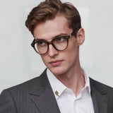 Techsuit Anti-Blue Light Glasses Reflex PC (2231), Round, TR90&Metal Frame, AC Lens, Transparent/Gri
