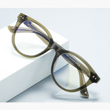 Techsuit Anti-Blue Light Glasses Reflex PC (2231), Round, TR90&Metal Frame, AC Lens, Transparent/Albastru