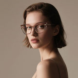 Techsuit Anti-Blue Light Glasses Reflex PC (2271), pentru Women, Rectangle, TR90&Metal Frame, AC Lens, Negru