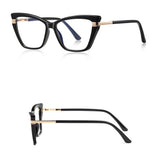 Techsuit Anti-Blue Light Glasses Reflex PC (2271), pentru Women, Rectangle, TR90&Metal Frame, AC Lens, Negru