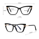 Techsuit Anti-Blue Light Glasses Reflex PC (2271), pentru Women, Rectangle, TR90&Metal Frame, AC Lens, Negru