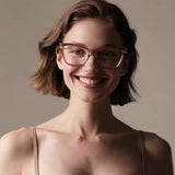Techsuit Anti-Blue Light Glasses Reflex PC (2271), pentru Women, Rectangle, TR90&Metal Frame, AC Lens, Transparent/Maro