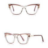 Techsuit Anti-Blue Light Glasses Reflex PC (2271), pentru Women, Rectangle, TR90&Metal Frame, AC Lens, Transparent/Maro