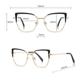 Techsuit Anti-Blue Light Glasses Reflex PC (3156), pentru Women, Cat Eye, Metal Frame, AC Lens, Gold/Roz