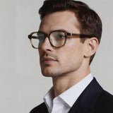 Techsuit Anti-Blue Light Glasses Reflex PC (2227), pentru Men, Round, TR90&Metal Frame, AC Lens, Transparent/Maro