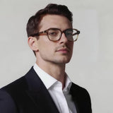 Techsuit Anti-Blue Light Glasses Reflex PC (2227), pentru Men, Round, TR90&Metal Frame, AC Lens, Transparent/Maro