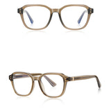 Techsuit Anti-Blue Light Glasses Reflex PC (2227), pentru Men, Round, TR90&Metal Frame, AC Lens, Transparent/Maro
